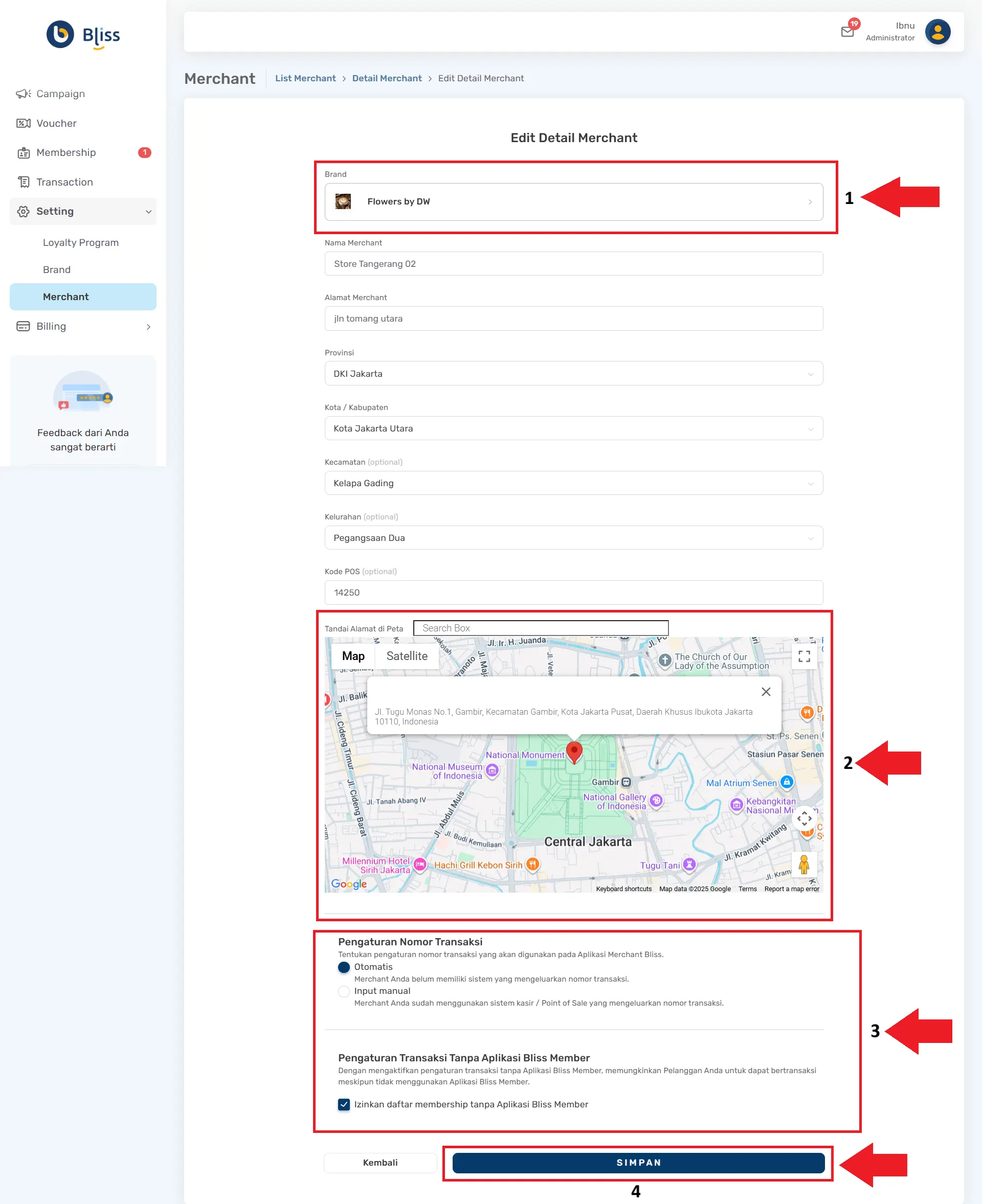 Cara memperbarui detail merchant